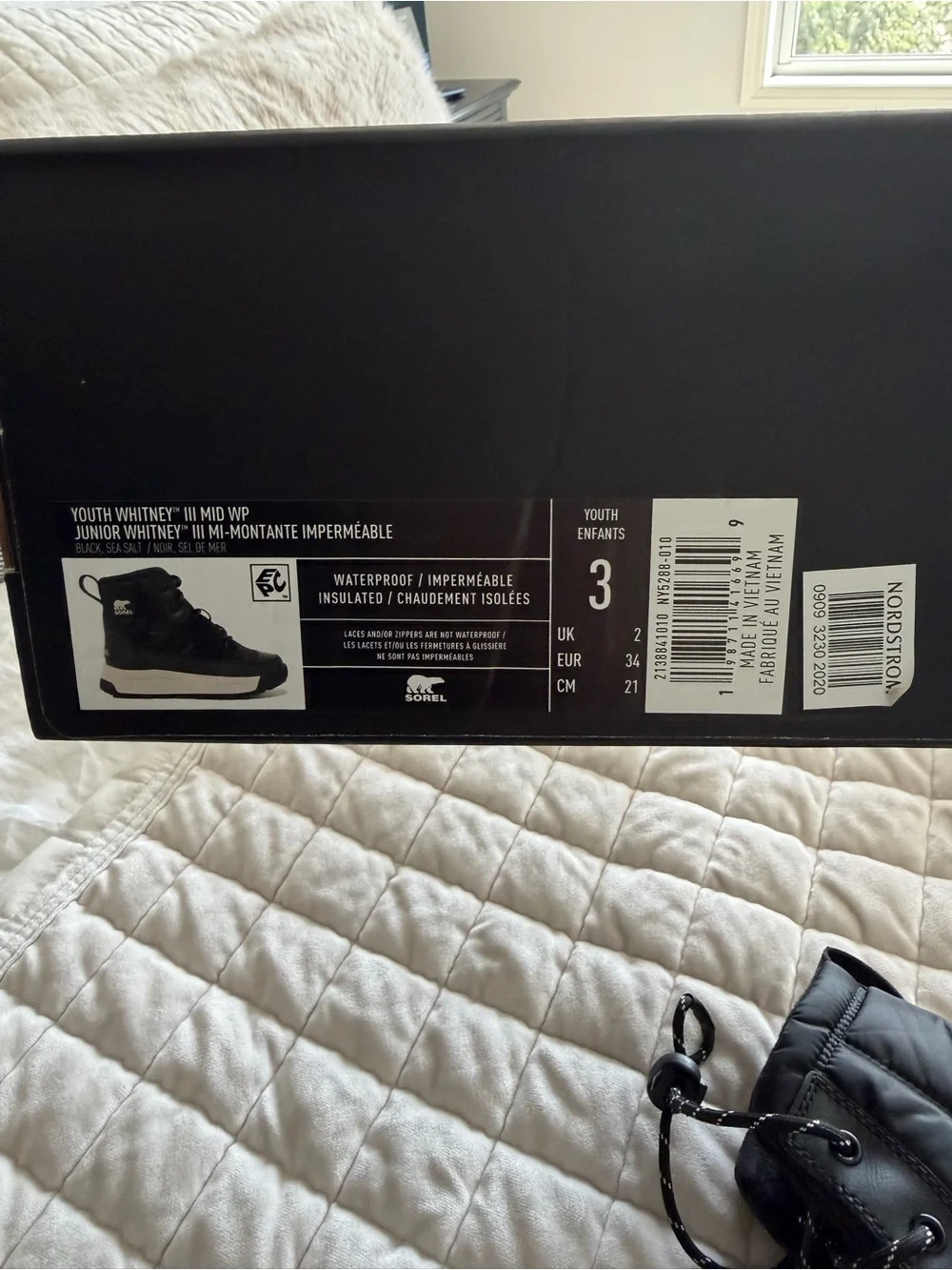Sorel Kids Black Lace-Up Winter Boots with White Midsole